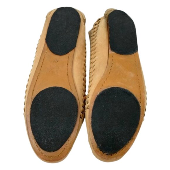 TORY BURCH~Woven Nadia~Driver Moccasin Tan Leather Loafer Womens Shoes Size 7 - Picture 5 of 6